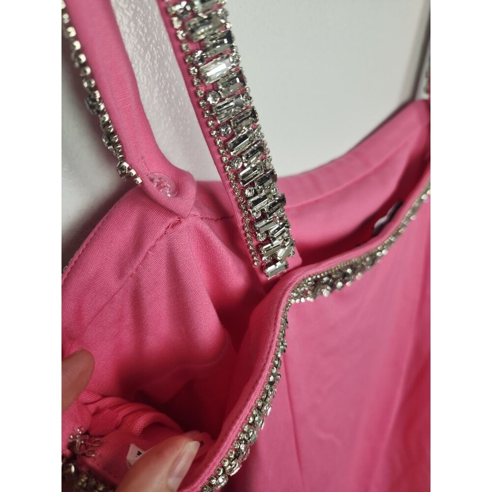 Retrofete Women's Sz. L Hyper Pink Regina Dress With Crystal Embellishments NWT - Picture 7 of 7